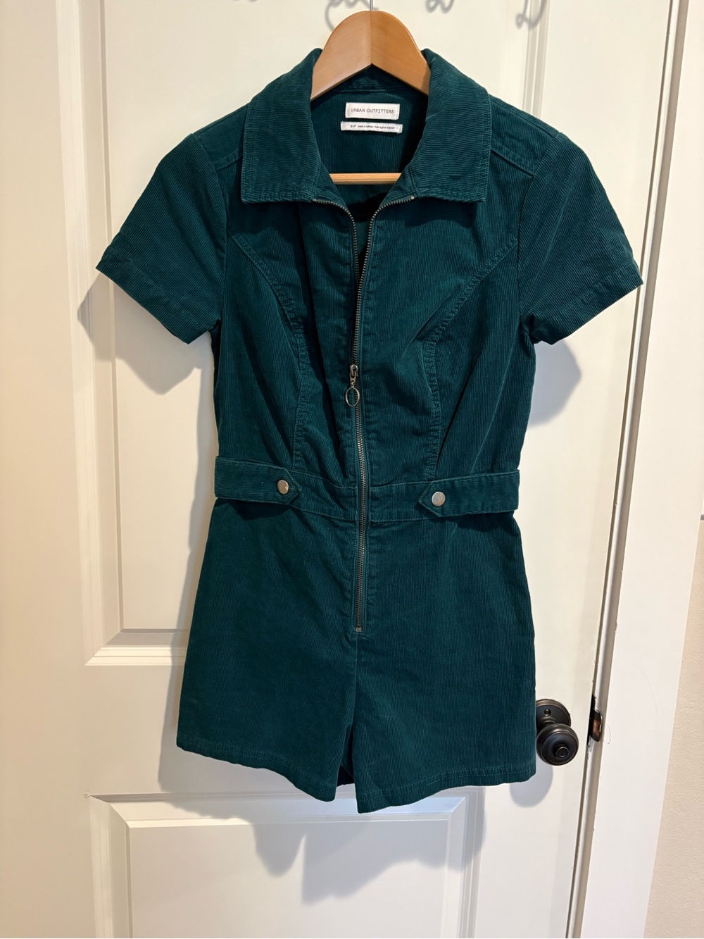 Urban Outfitters Women’s Teal Corduroy Zip-Up romper - size small
